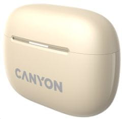 Canyon OnGo 10 ANC, TWS-10 ANC+ENC slúchadlá s mikrofónom, BT V5.3 BT8922F, púzdro 500mAh+40mAh, Quick charge, béžová