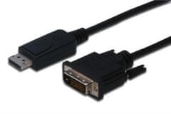 Digitus Adaptérový kábel DisplayPort, DP - DVI (24 + 1) M/M, 3,0 m, s blokovaním, kompatibilný s DP 1.1a, CE, bl
