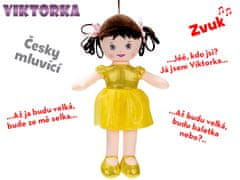 Bábika Viktorka handrová 32 cm česky hovoriaca na batérie žltá