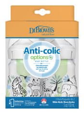 DR.BROWN'S Fľaša dojčenská Anti-colic Wide Neck Džungľa 150ml, 2ks (WB52014)