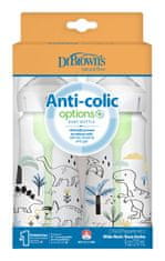 DR.BROWN'S Fľaša dojčenská Anti-colic Wide Neck Dino 270ml, 2ks (WB92026)