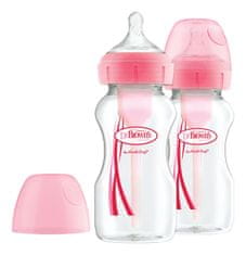 DR.BROWN'S Fľaša dojčenská Anti-colic Wide-Neck 2x270ml, ružová (WB92601)
