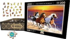 Wooden city Drevené puzzle Divoké kone na pláži 2v1, 4000 dielikov