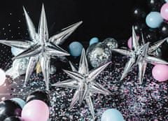 PartyDeco Fóliový balón hviezda strieborná 3D 70cm