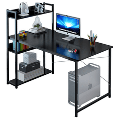MUVU Počítačový stôl, široký stôl, čierna, MUVU, písací stôl s knihovňou, LOFT, stôl pre tínedžera