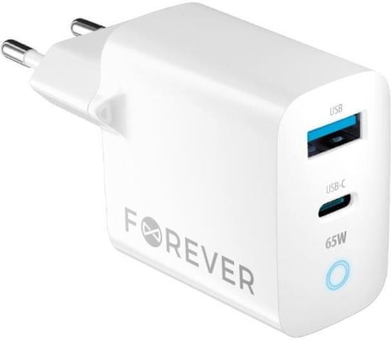 CPA Forever síťová nabíječka GaN TC-06-65AC, USB-C, USB-A, 65W, biela