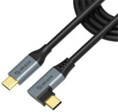 Akasa nabíjecí kábel USB-C, 90°, PD 100W, čierna