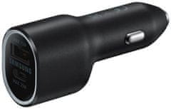 SAMSUNG duální nabíječka do auta, USB-A, USB-C, 40W, čierna