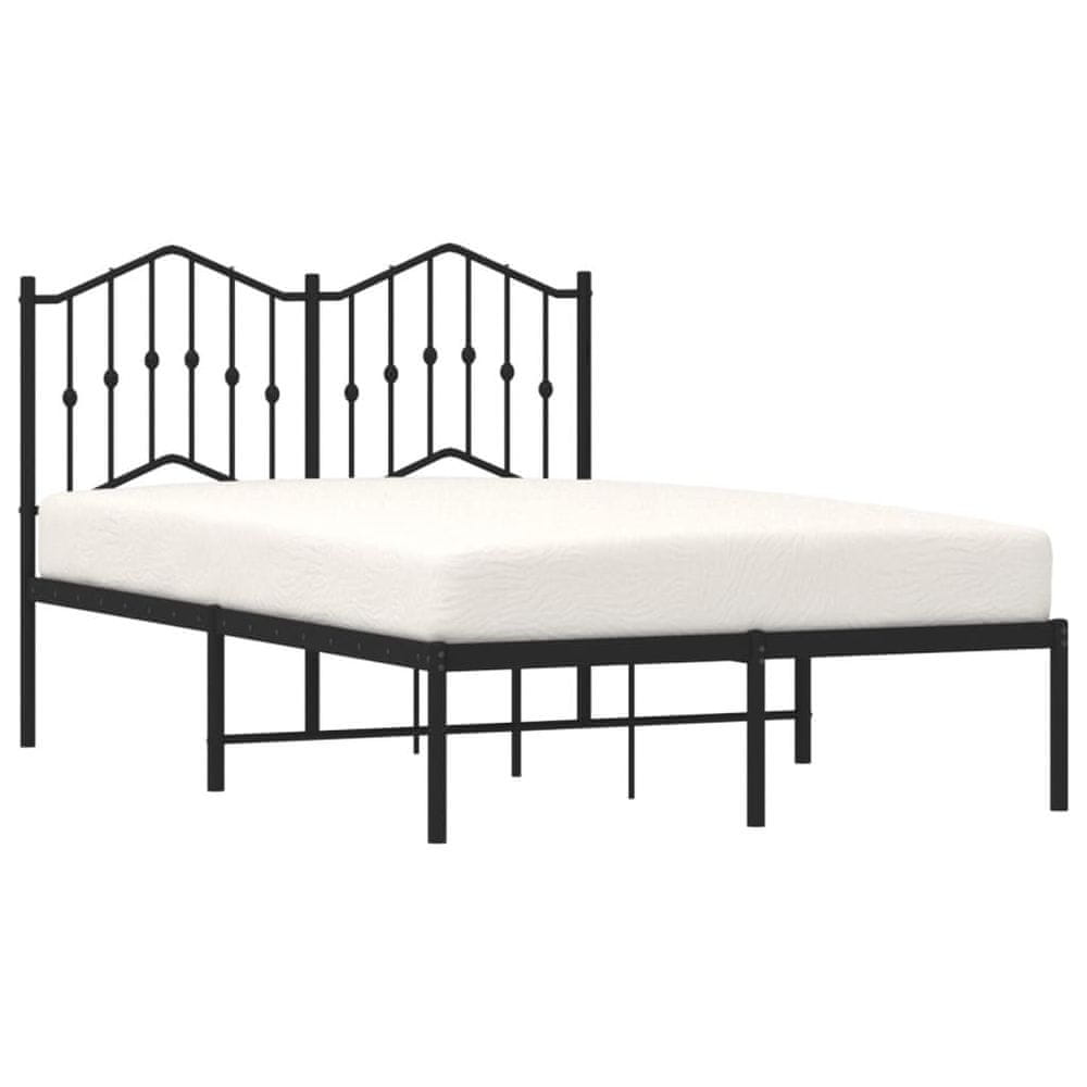 Vidaxl Kovový rám postele s čelom čierny 120x200 cm