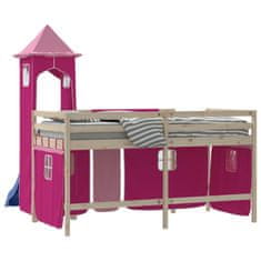 Vidaxl Závesy pre poschodovú posteľ s vežou ružové polyester