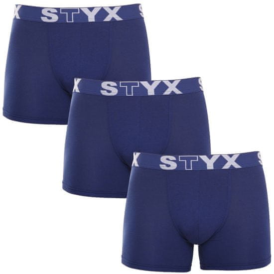 Styx 3PACK pánske boxerky long športová guma tmavo modré (3U968)