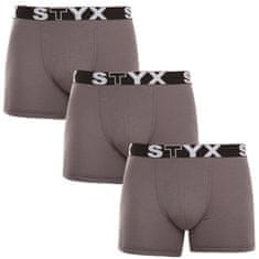 Styx 3PACK pánske boxerky long športová guma tmavo šedé (3U1063) - veľkosť XL