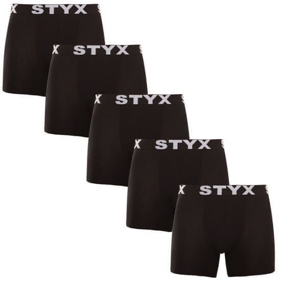 Styx 5PACK pánske boxerky long športová guma čierné (5U960)