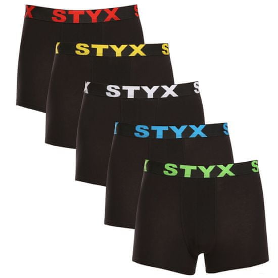 Styx 5PACK pánske boxerky športová guma čierné (5G9601)