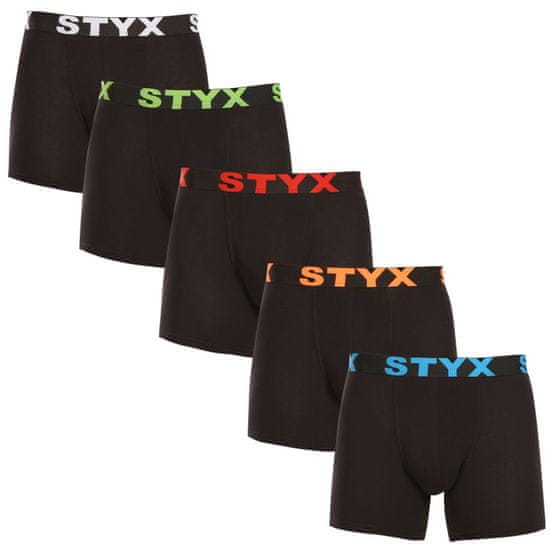 Styx 5PACK pánske boxerky long športová guma čierné (5U9602)