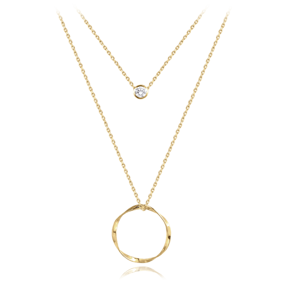 MINET Zlatý dvojitý náhrdelník s bielym zirkónom Au 585/1000 1,80g