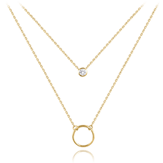 MINET Zlatý dvojitý náhrdelník s bielym zirkónom Au 585/1000 1,80g