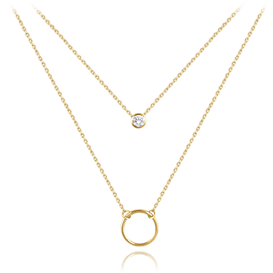 MINET Zlatý dvojitý náhrdelník s bielym zirkónom Au 585/1000 1,65g
