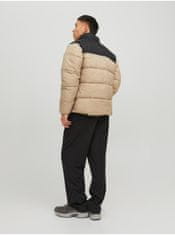 Jack&Jones Čierno-béžová pánska zimná prešívaná bunda Jack & Jones Etoby XL