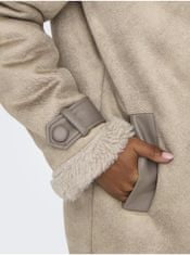 ONLY Béžový dámsky kabát v semišovej úprave s umelým kožúškom ONLY Ylva M