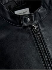 Jack&Jones Čierna pánska koženková bunda Jack & Jones Cali S