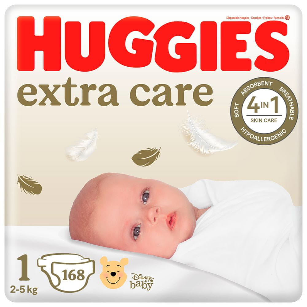 Huggies mesačné balenie 2x Extra Care Newborn č.1 -168ks