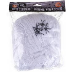 Halloween biela pavučina 300g so štyrmi čiernymi pavúkmi
