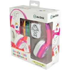 AV:link Doodle DIY, detská slúchadlá s vlastným motívom, ružová