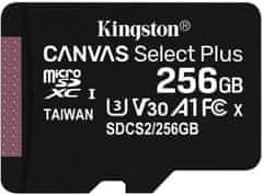 Kingston Pamäťová karta Canvas Select Plus A1 256GB microSDXC, Class 10, 100R/85W bez adaptéra