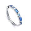 Prekrásny strieborný prsteň s modrými zirkónmi 9121A0 (Obvod 55 mm)