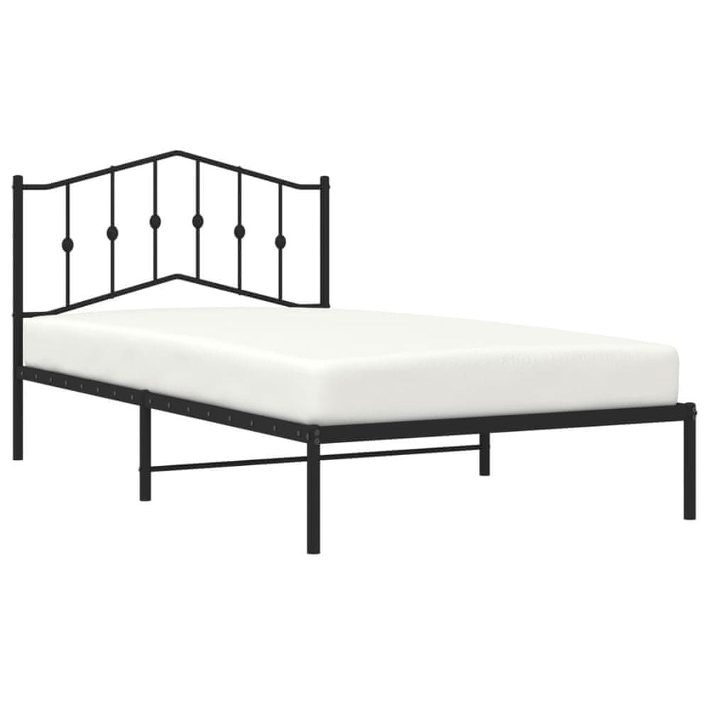 Vidaxl Kovový rám postele s čelom čierny 100x200 cm