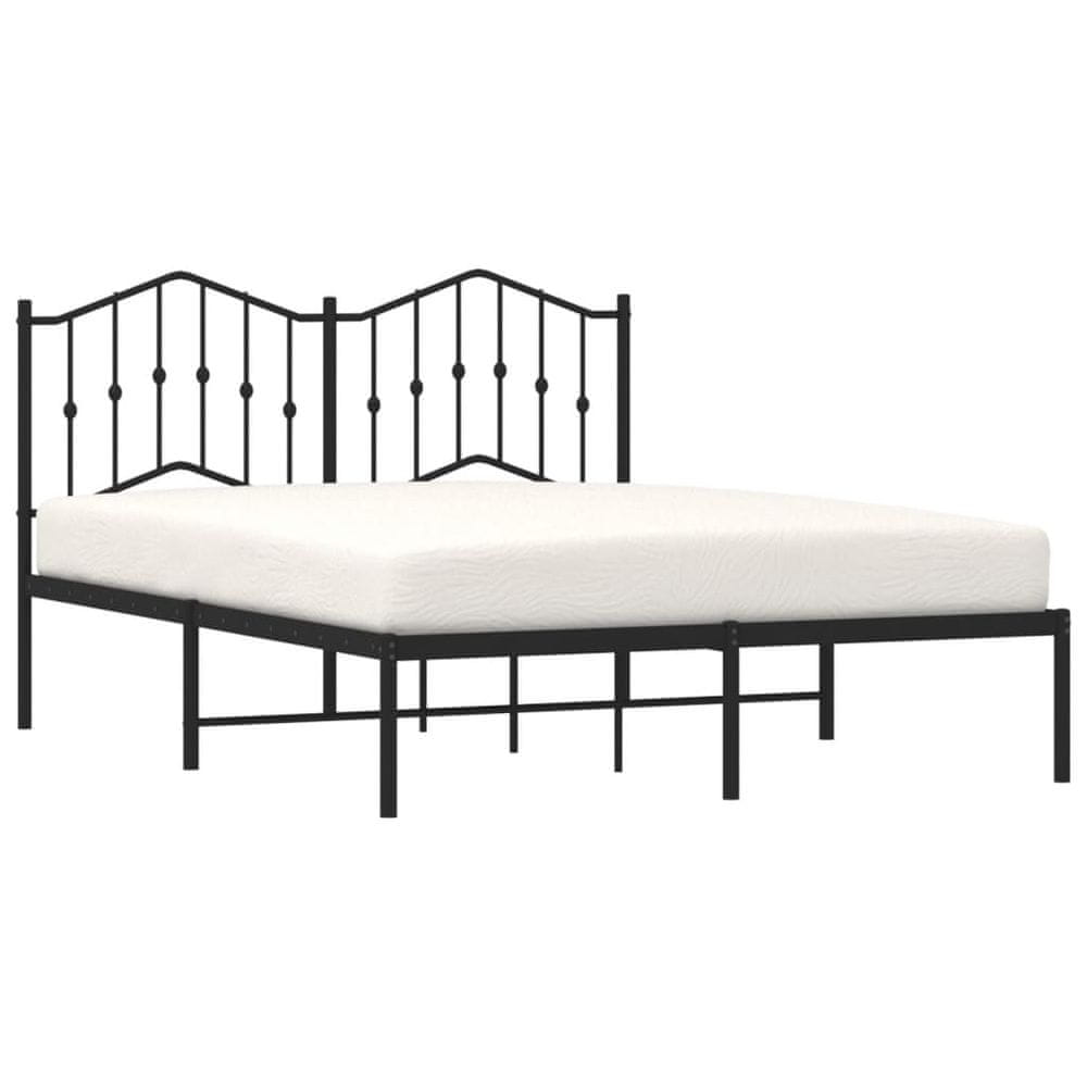 Vidaxl Kovový rám postele s čelom čierny 140x190 cm