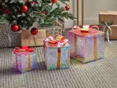 Beliani Sada 3 LED dekorácií vianočné darčeky 25 cm viacfarebná CAPELLA