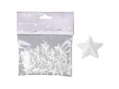 Hviezdičky s glitrami 50ks 20 mm biele