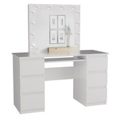 Veneti Toaletný stolík HOLLOW - biely + zrkadlo a LED osvetlenie ZDARMA