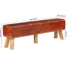 Vidaxl Gymnastická lavička hnedá 160 cm pravá koža