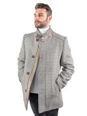 Pánsky vlnený kabát s prímesou kašmíru Hubert károvaná šedá L