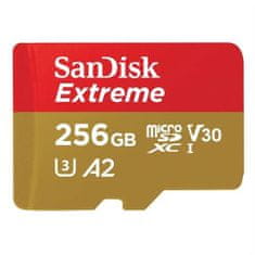 SanDisk Pamäťová karta Extreme microSDXC 256 GB 190 MB/s / 130 MB/s A2 C10 V30 UHS-I U3, adaptér