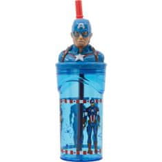 Stor Plastový pohárik Avengers / hrnček Avengers Captain America 3D s brčkem 360 ml