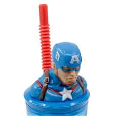 Stor Plastový pohárik Avengers / hrnček Avengers Captain America 3D s brčkem 360 ml
