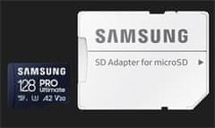 SAMSUNG pamäťová karta 128GB PRO Ultimate CL10 Micro SDXC Grade 3 (č/z: až 200/130MBs) + SD Adaptér