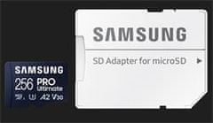 SAMSUNG pamäťová karta 256GB PRO Ultimate CL10 Micro SDXC Grade 3 (č/z: až 200/130MBs) + SD Adaptér