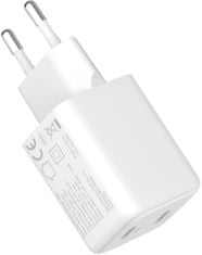 Yenkee GaN síťová nabíječka YAC G35D VOLT, 2x USB-C, 35W, bílá