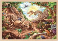 Goki Drevené puzzle Dinosaurie vykopávky 192 dielikov 