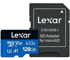 LEXAR pamäťová karta 128GB High-Performance 633x microSDXC UHS-I (čítanie/zápis: 100/45MB/s) C10 A1 V30 U + adaptér