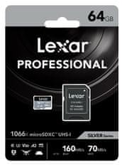 LEXAR pamäťová karta 64GB High-Performance 1066x microSDXC UHS-I, (čítanie/zápis: 160/70MB/s) C10 A2 V30 U3