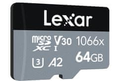 LEXAR pamäťová karta 64GB High-Performance 1066x microSDXC UHS-I, (čítanie/zápis: 160/70MB/s) C10 A2 V30 U3
