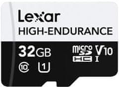 LEXAR pamäťová karta 32GB High-Endurance microSDHC/microSDHC UHS-I cards, (čítanie/zápis: 100/30MB/s) C10 A1 V10 U1