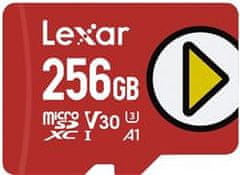 LEXAR pamäťová karta 256GB PLAY microSDXC UHS-I cards, čítanie 150MB/s C10 A1 V30 U3