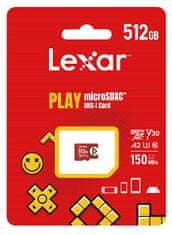 LEXAR pamäťová karta 512GB PLAY microSDXC UHS-I cards, čítanie 150MB/s C10 A2 V30 U3